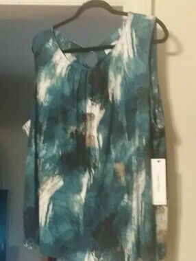 Calvin Klein Blue and White Sleeveless Top - 3X